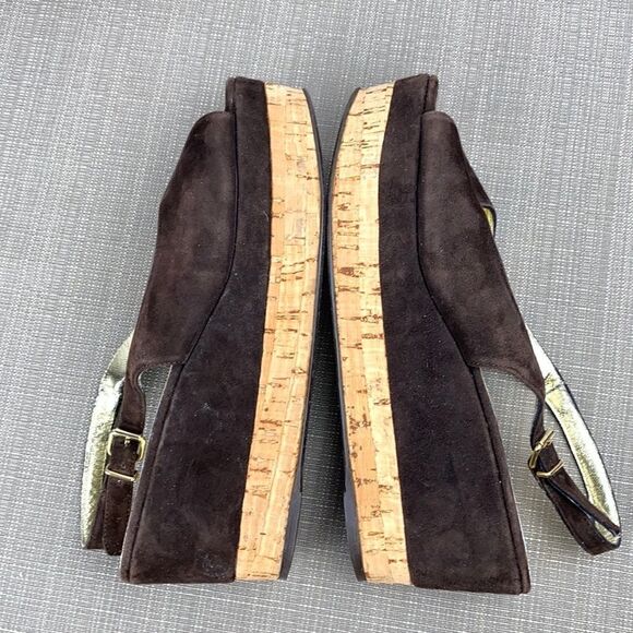 Gastone Lucioli Brown Suede Platform Wedge Sandals EUS 37 US 6,5-7 - Picture 2 of 16